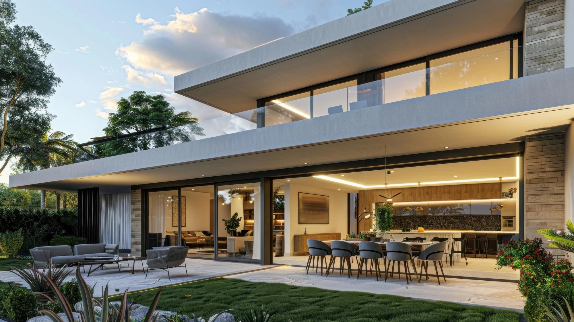 Varanda residencial com integração ao jardim